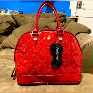Loungefly Hello Kitty Red Embossed Patent Leather Satchel Handbag